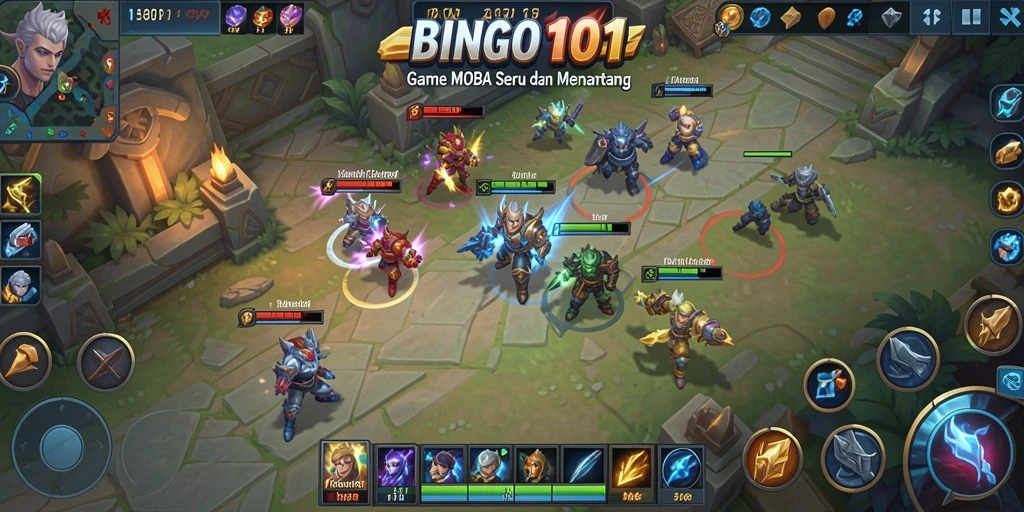 Gameplay epik BINGO101 dengan pertarungan antar karakter.