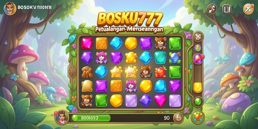 Tampilan menarik gameplay Match-3 di BOSKU777.