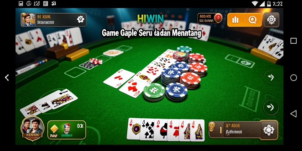 Tampilan gameplay HIWIN dengan suasana permainan Gaple yang seru.
