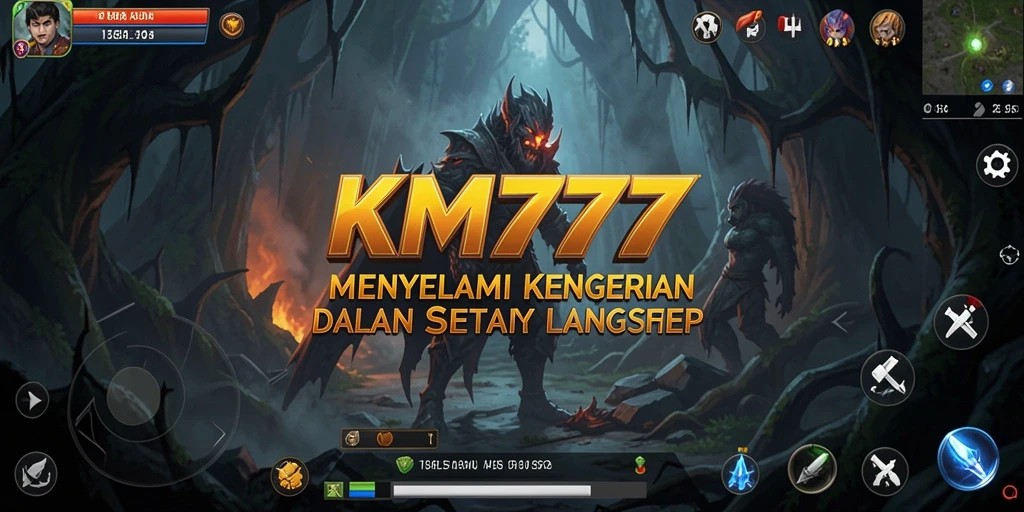 Tampilan gameplay menegangkan dari KM777 di kegelapan yang mencekam.