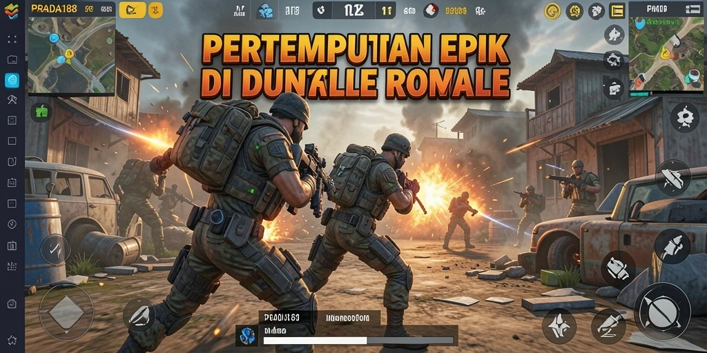Tampilan gameplay epik dalam pertempuran Battle Royale di PRADA188.