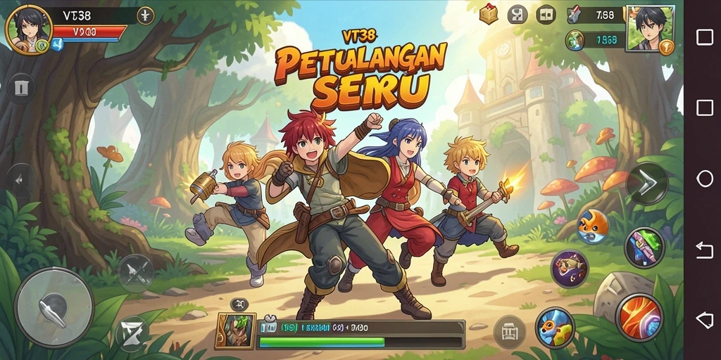 Tampilan gameplay VT38 yang menakjubkan dengan karakter anime ikonik.
